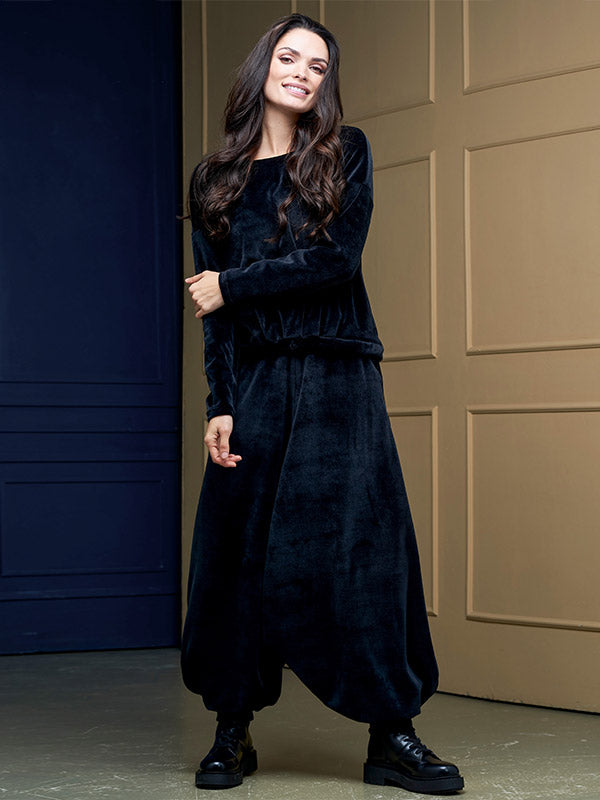 Lega medvilninė laisvalaikio palaidinė "Milina Black Velour"