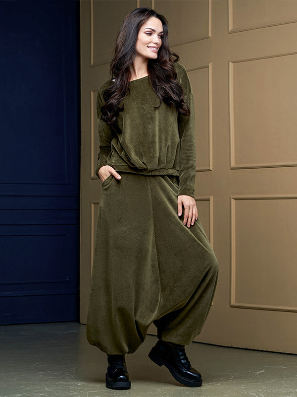 Lega medvilninė laisvalaikio palaidinė "Milina Olive Velour"