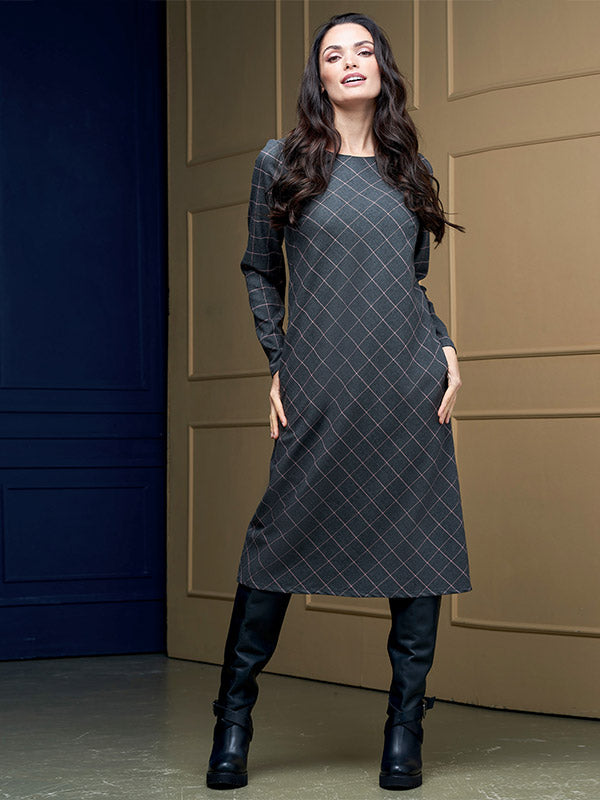 Lega midi suknelė "Rosita Grey - Pink Tweed"