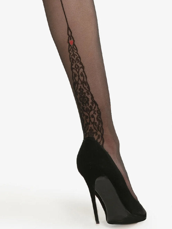 Gatta pėdkelnės su siūle iš galo "Astrea 02 20 Den Black - Red"