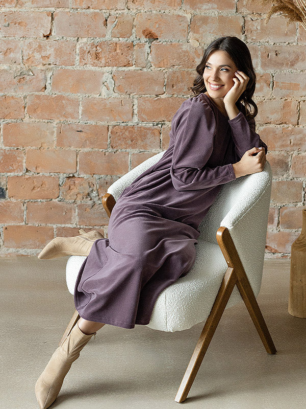 Lega ilga veliūrinė suknelė "Malena Dusty Violet"