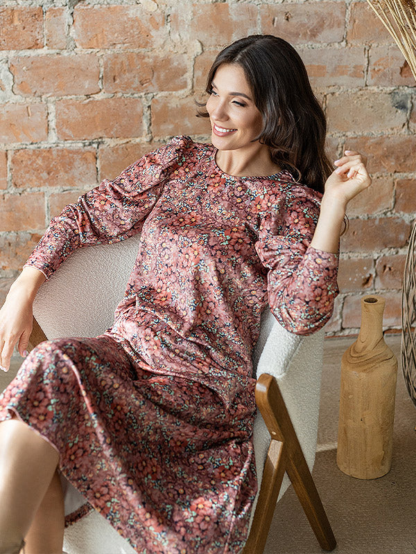 Lega puošni veliūrinė palaidinė "Zeina Rose Flower Print Velour"