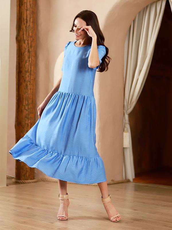 Lega Viscose Midi Dress Trudy Light Blue