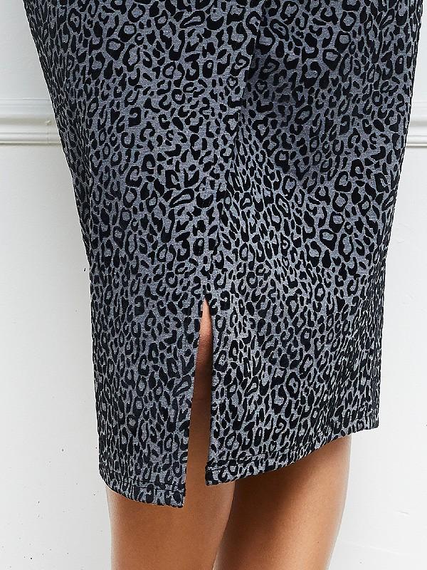 Lega sijonas "Elysa Grey - Black Velour Cheetah Pattern"