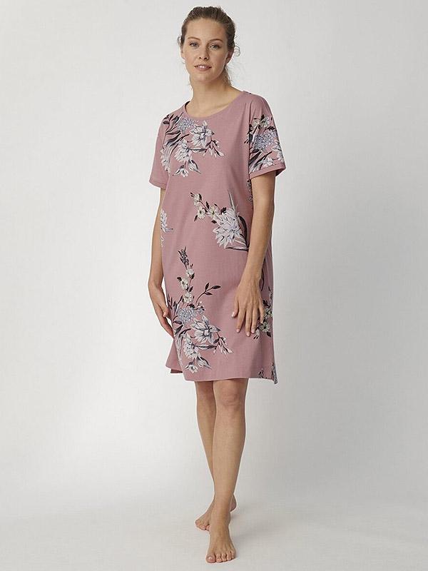 Triumph organinės medvilnės naktiniai "Lounge Me NDK 10 X Dusty Rose - Multicolor Flower Print"