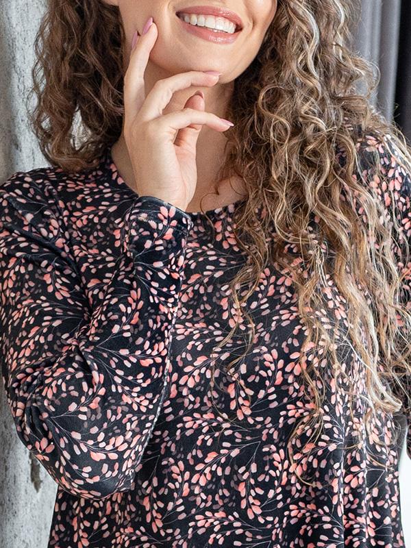 Lega платье из велюра свободного силуэта "Rosie Black - Rose Flower Print Velour"