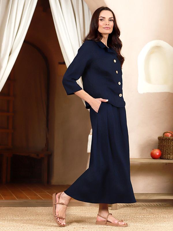 Lega Linen Jacket Lilia Navy