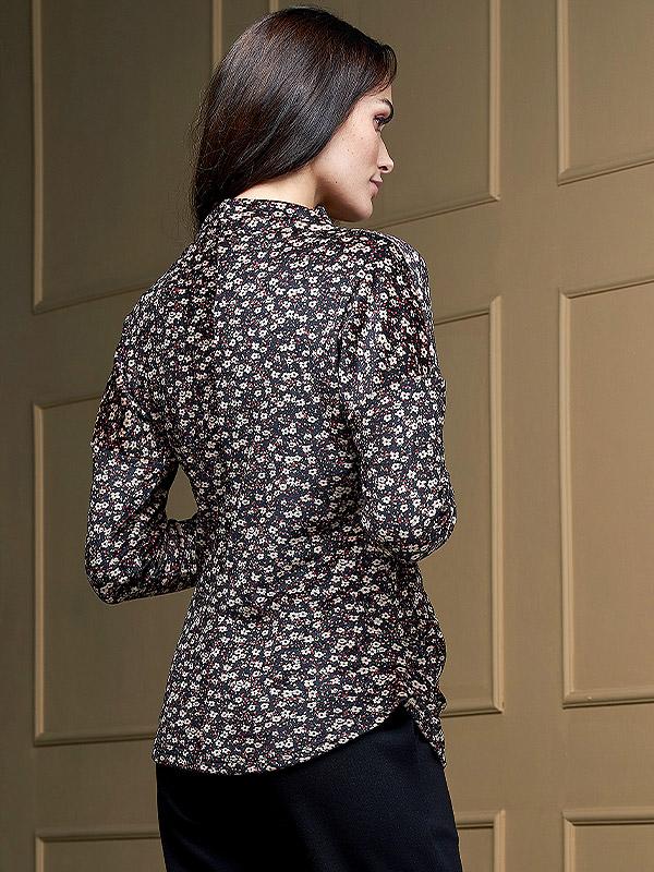 Lega блуза "Lola Black - Beige - Red Flower Print Velour"