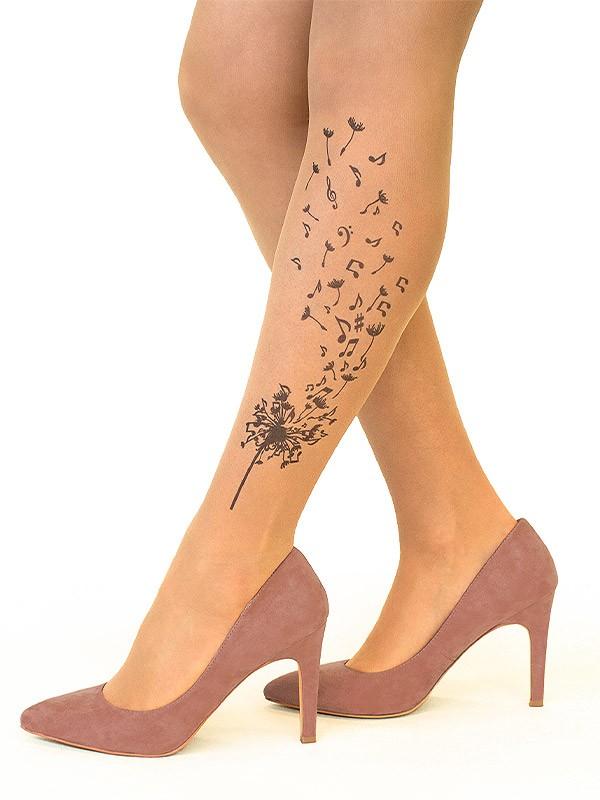 Stop & Stare pėdkelnės su tatuiruote "Musical Dandelion 20 Den Sun"