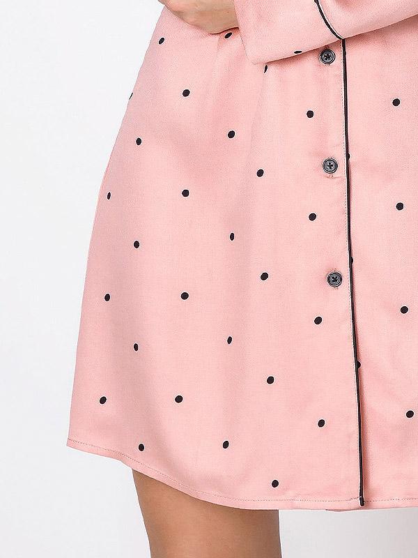 Aruelle viskoziniai naktiniai marškiniai "Mona Pink - Black Dots"