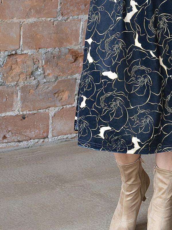 Lega Velour Skirt Sanura Black - Golden Flower Print Velour