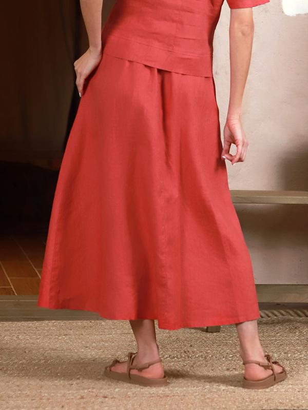 Lega Long Linen Skirt Donella Raspberry