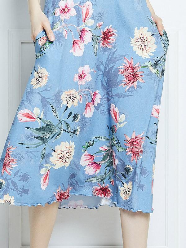 Lega viskozinė suknelė "Samantha Greyish Blue - Multicolor Flower Print"