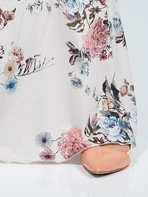 Lega sijonas su linu "Alyssum White Flower Print"