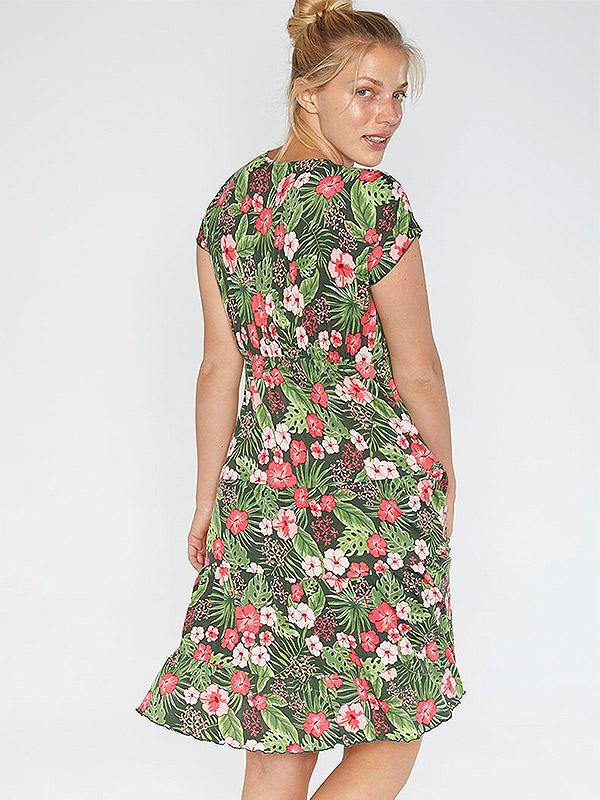 Ysabel Mora viskozinė lengva vasarinė suknelė "Naomi Green - Red Flower Print"