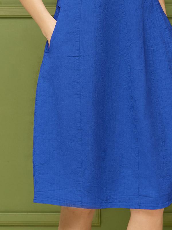 Lega įliemenuota tampraus lino suknelė "Ernesta Blue"