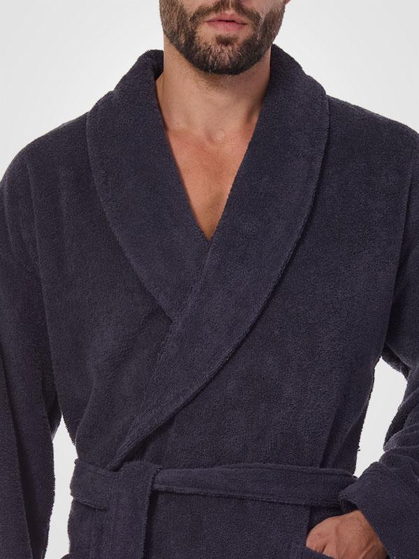 L&L Men's Cotton Dressing Gown Robert Anthracite