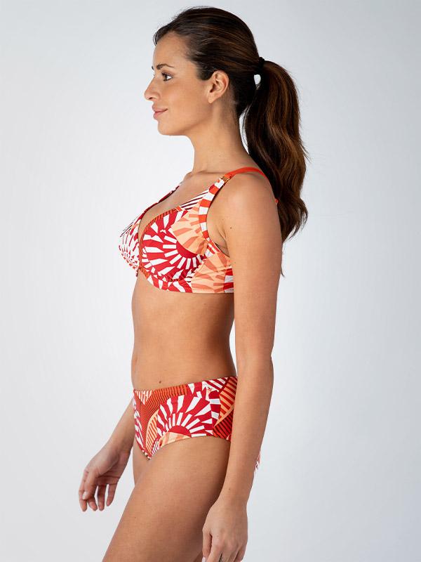 Deidad krūtinę mažinantis bikini maudymosi kostiumėlis "Silvia White - Orange - Red"