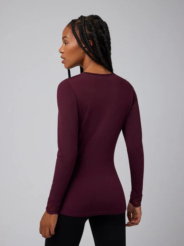 Ysabel Mora Thermo Shirt with Lace Amaris Wine