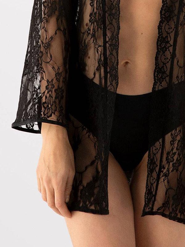 Fiore кружевной халат "Meadow Black"