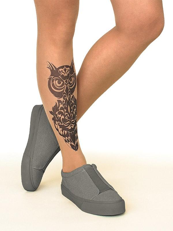 Stop & Stare pėdkelnės su tatuiruote "Damask Owl 20 Den Sun"