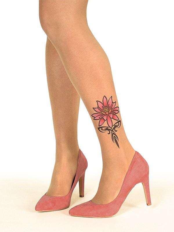Stop & Stare pėdkelnės su tatuiruote "Tribal Water Lily 20 Den Sun"
