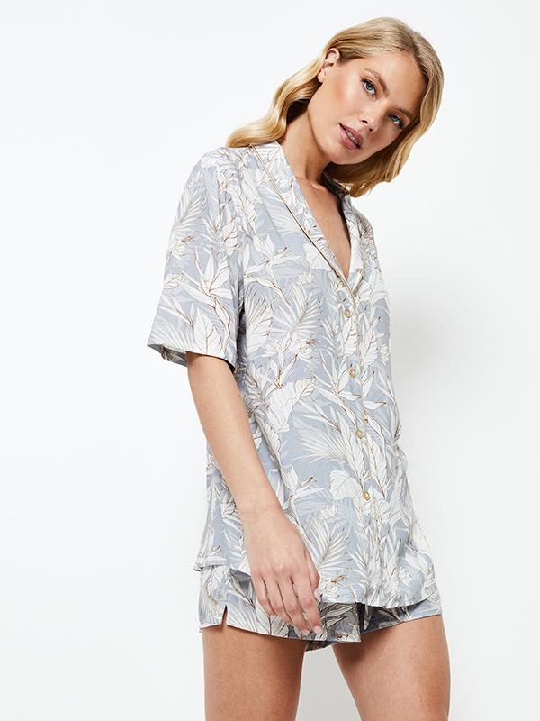 Aruelle короткая вискозная пижама "Adoria Short Light Blue - White - Gold"