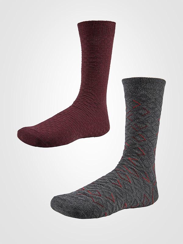 Ysabel Mora 2 vyriškų medvilninių kojinių komplektas "Dylan Bordeaux - Graphite"
