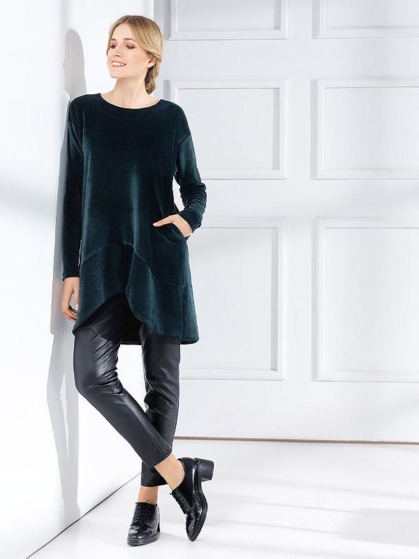 Lega medvilninė tunika "Nancy Dark Green Velour"