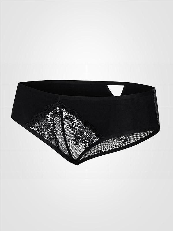 Julimex Laser-cut Panty with Lace Candy Black