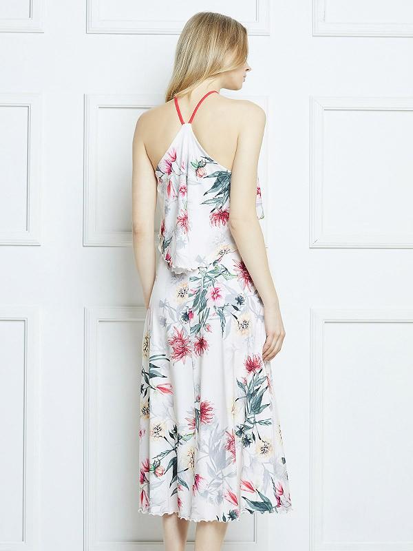 Lega viskozinė suknelė "Samantha White - Red Flower Print"