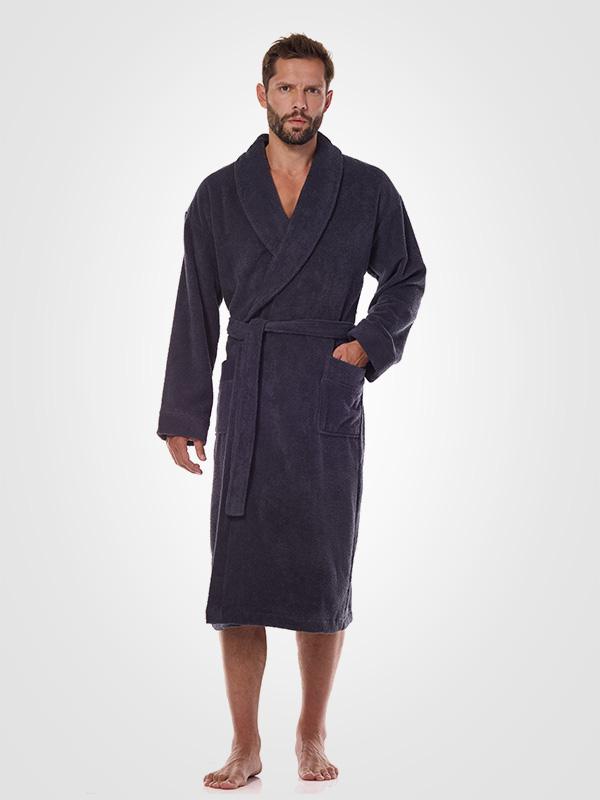 L&L Men's Cotton Dressing Gown Robert Anthracite