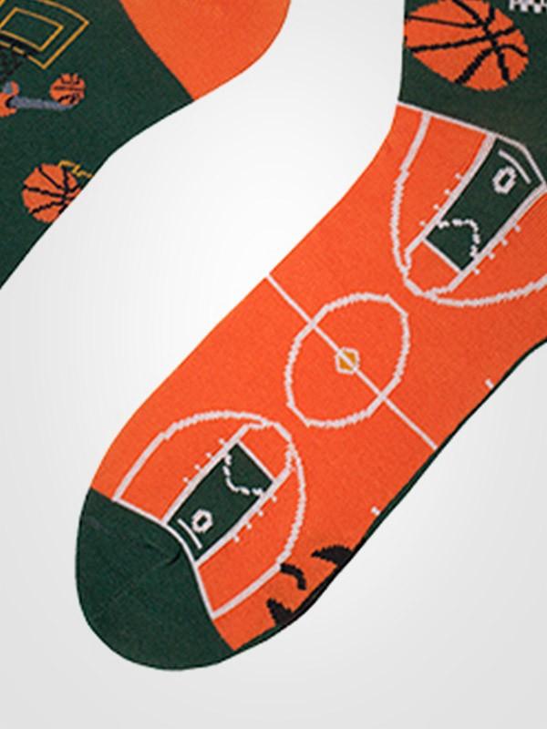 Spalvotos Kojines Cotton Unisex Socks Basketball Fan Orange - Green