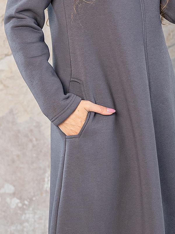 Lega Long Cotton Dress With Fluff Inside Trisha Graphite