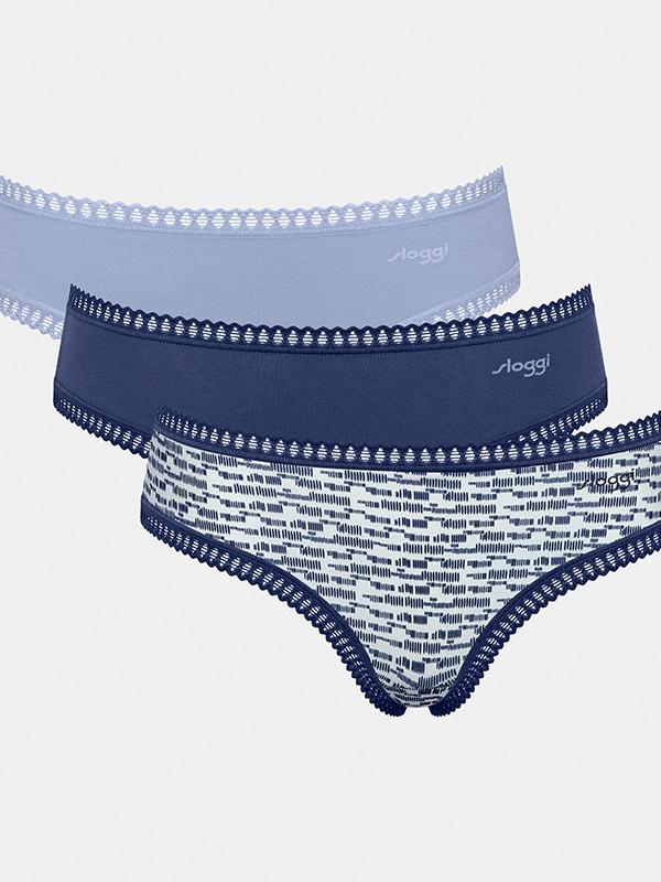 Sloggi 3 комплекта хлопковых трусиков-хипстеров "Go Crush White - Blue - Dark Blue"