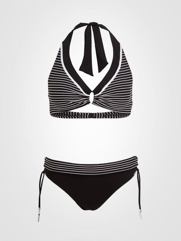 Lidea bikini maudymosi kostiumėlis formuotais kaušeliais "Monochrome Avenue 2 Black - White Stripes"