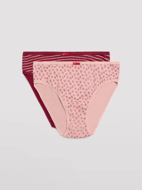 Ysabel Mora 2 medvilninių kelnaičių komplektas "Briana Pink - Bordeaux"