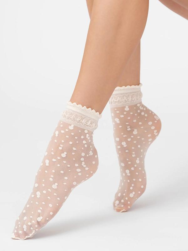 Veneziana Patterned Socks Elvira Ecru