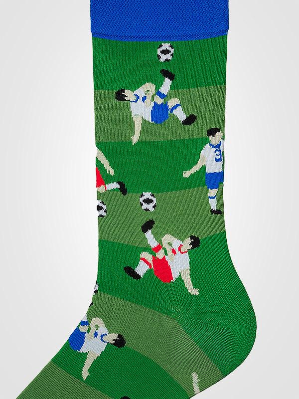 Spalvotos Kojines unisex medvilninės kojinės "Football Fan Green - Blue - Red"