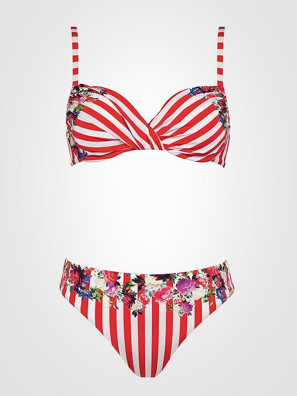 Maryan Mehlhorn bikini maudymosi kostiumėlis "Riviera Red - White Stripes"