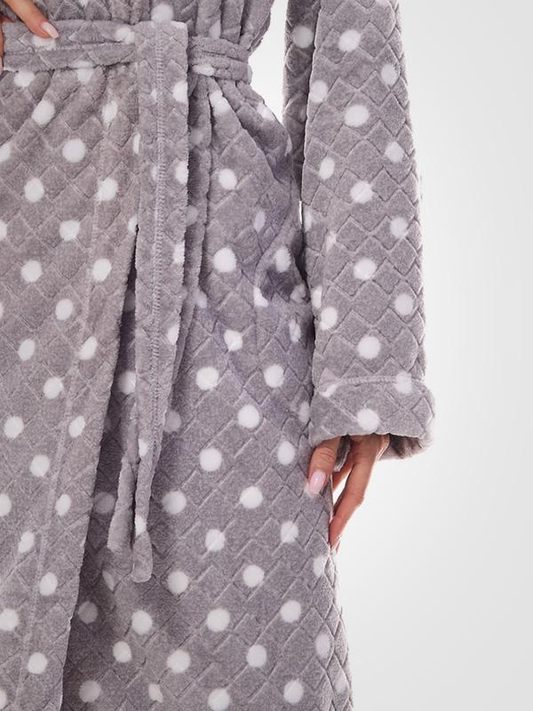 L&L длинный узорчатый халат с капюшоном "Dots Long Grey - White"