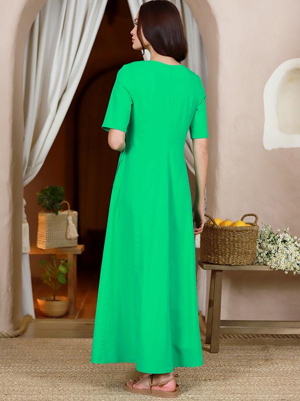 Lega Stretch Linen Maxi A-line Dress Inessa Sea Foam