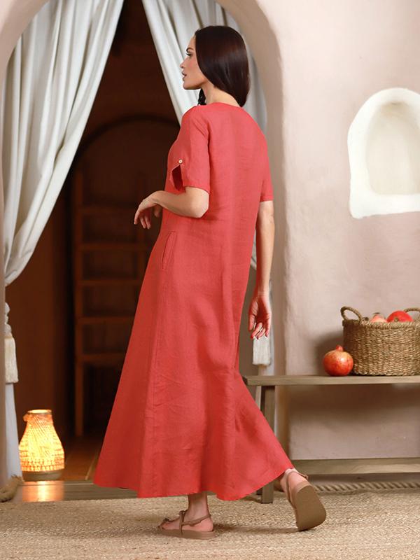 Lega Linen Maxi Dress Merita Raspberry