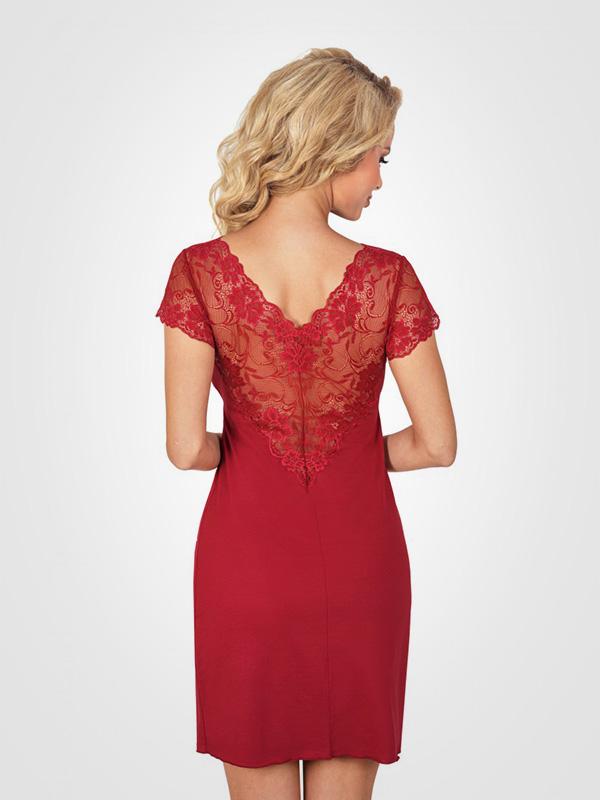 Donna Viscose Lace Nightdress Ismena Burgundy