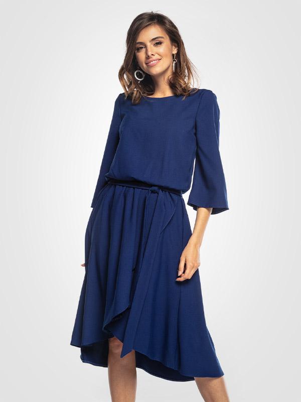 Tessita asimetrinė suknelė su dirželiu "Neila Blue"