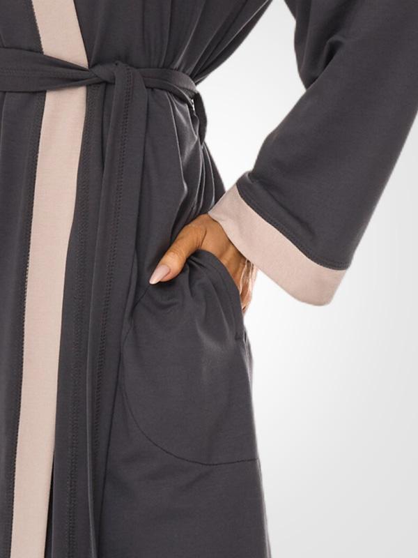 L&L Long Viscose Robe Rajana Long Graphite - Grey