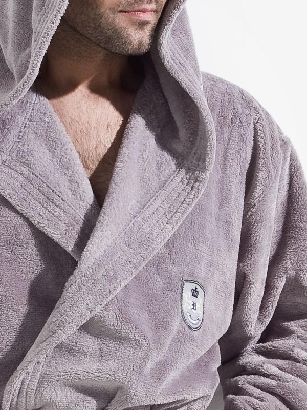 L&L vyriškas chalatas su gobtuvu "Iwo Grey"