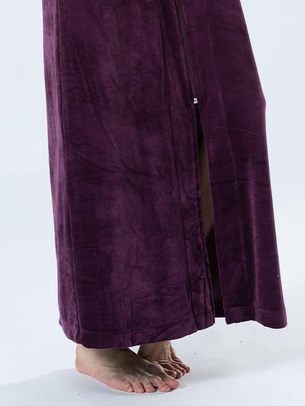 Belmanetti длинный бамбуковый халат на молнии  "Claire Dark Magenta Velour"