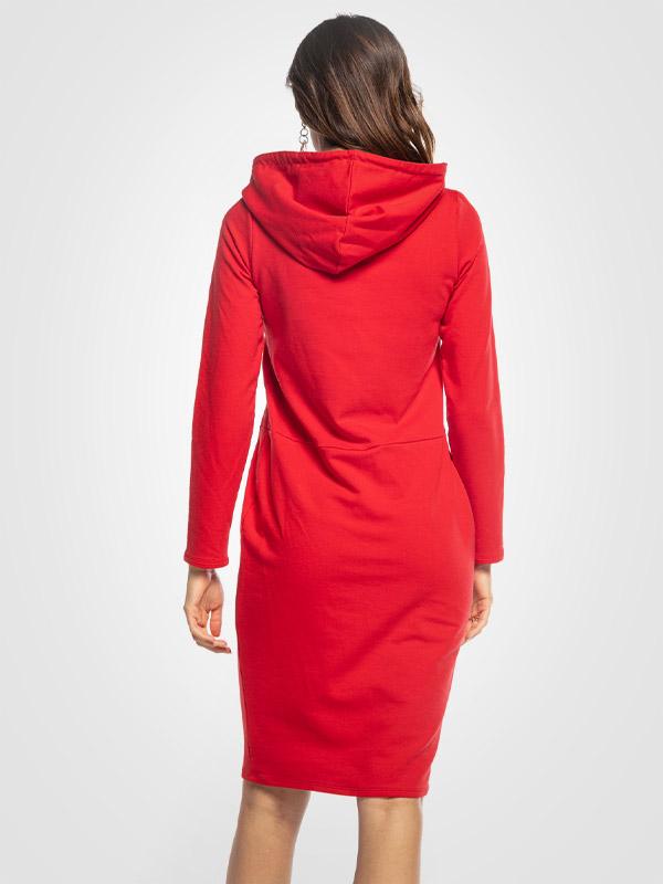 Tessita medvilninė suknelė su gobtuvu "Nemira Red"