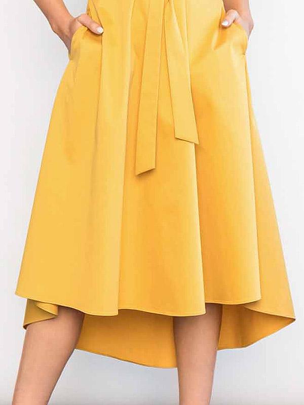 Atella medvilninė suknelė surišama kaspinu per juosmenį "Helena Yellow"